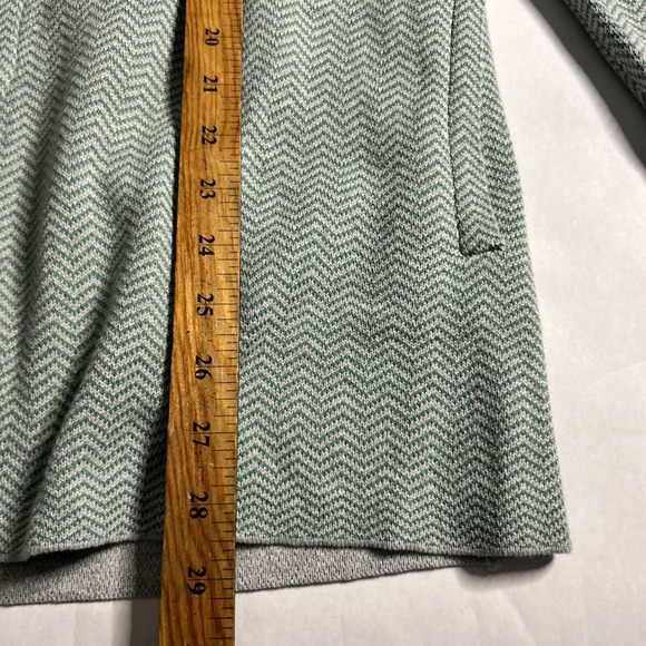 J Jill Womens Knit Blazer Cardigan Jacket Light Green Herringbone Button Front L - Picture 6 of 7